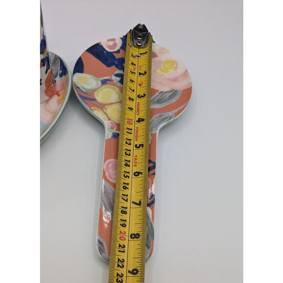 Anthropologie Remi Floral Salt/Pepper Shakers w/Tray and Spoon Rest. Set of 4. - Picture 7 of 10